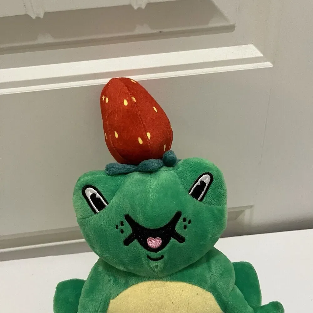 Ideal Toys Direct Green Frog with Strawberry on Head Plush 11